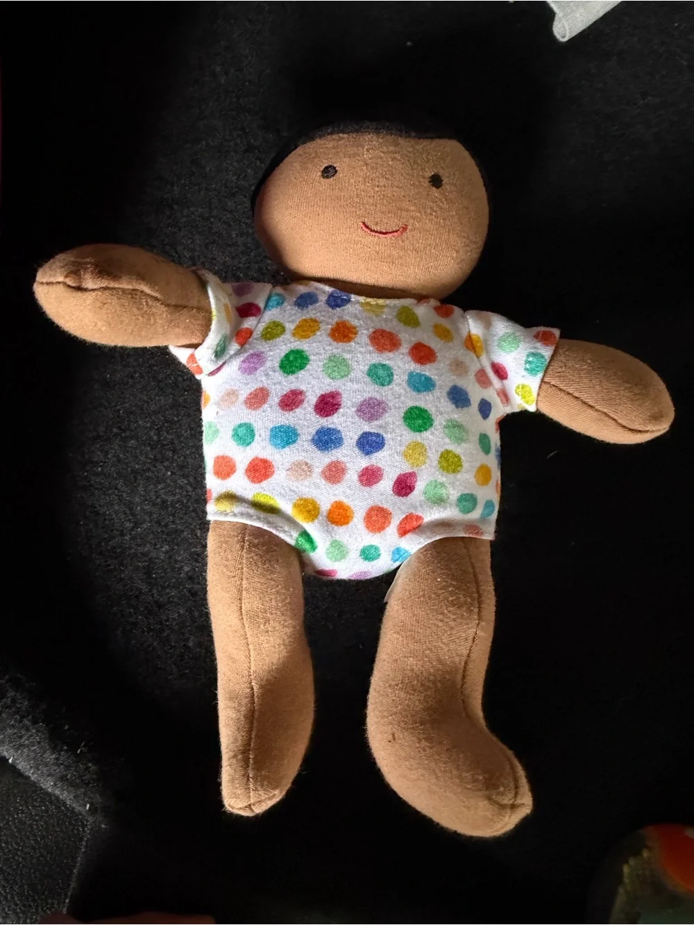 Plush Baby Doll with Multicolor Polka Dot Outfit - Soft Cuddly Toy